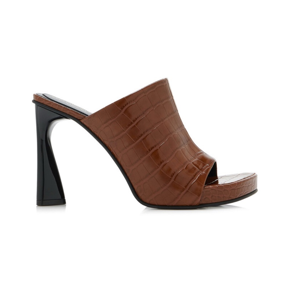 Stella McCartney Brown Croc-Patterned Mules
